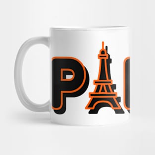 Paris black color and orange line Mug